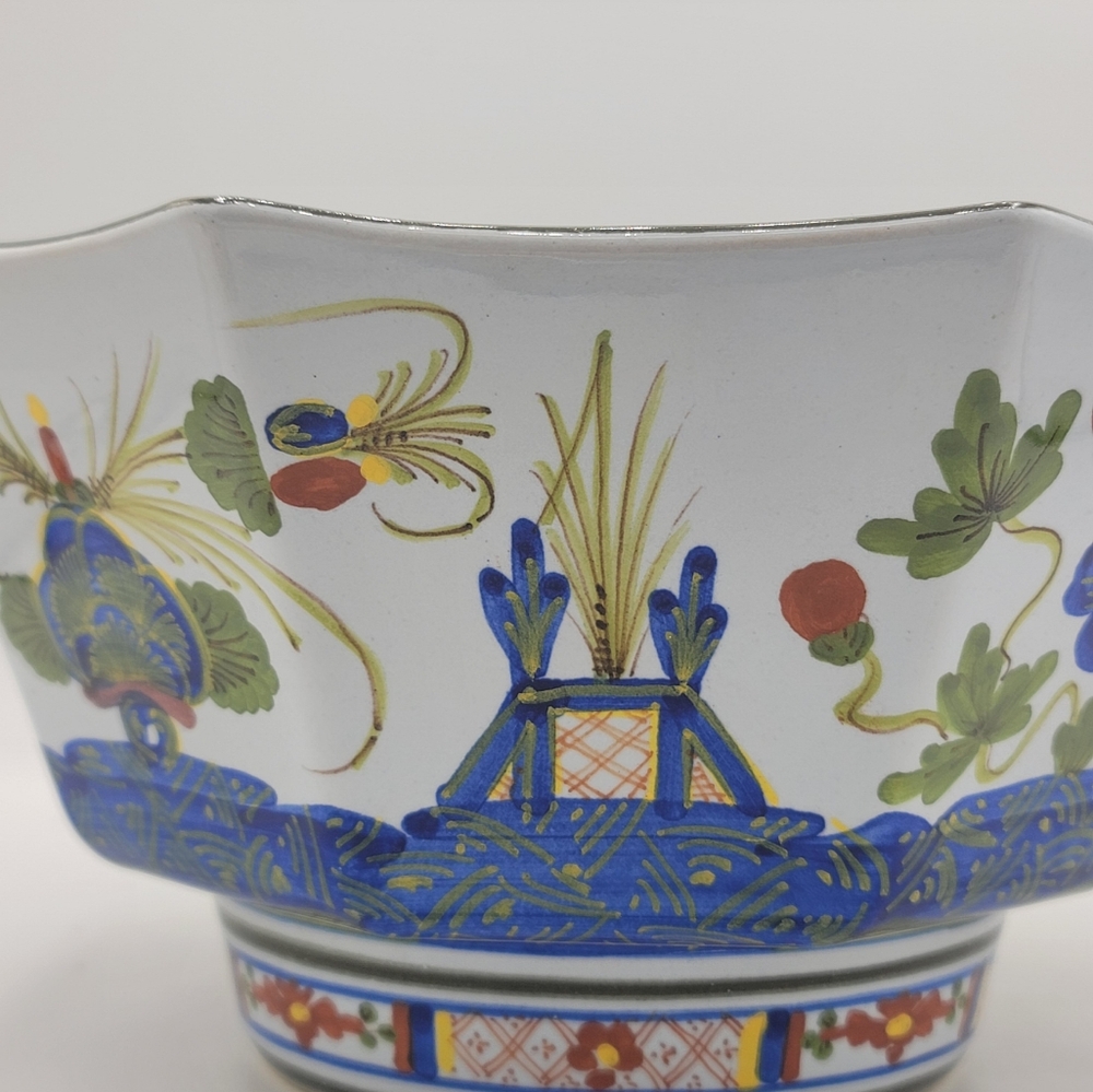 Taste Setter Sigma Italy Hand Painted Floral Octagon Bowl 5" Ceramic Vintage - Picture 7 of 16